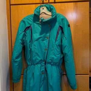 Women's Teal Insulated Ski (one piece)  with High Collar (Vintage)